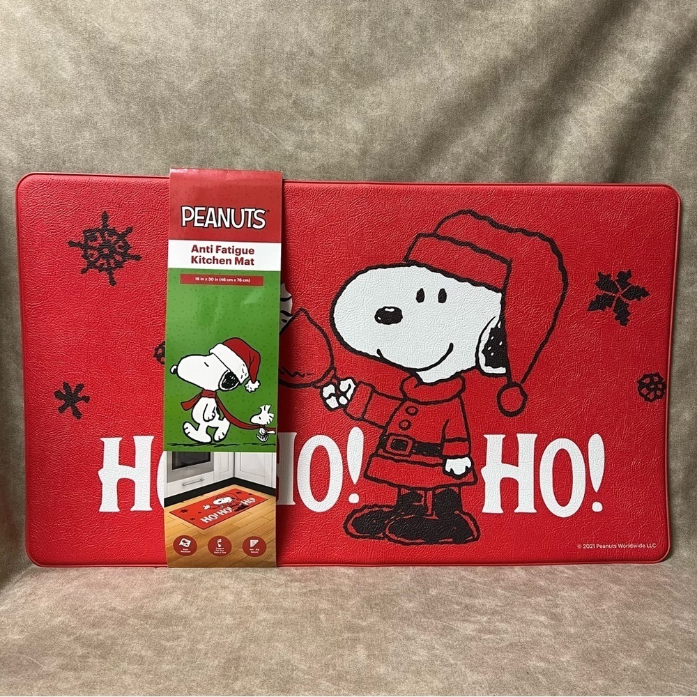 PEANUTS SNOOPY HO! HO! HO! CHRISTMAS RED Anti-Fatigue Kitchen MAT 18x30 New